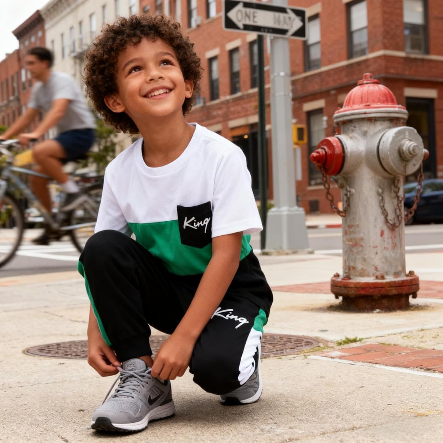 Size 6-12 Years Boys Fashion Clothes Spring Summer Short Sleeve Top & Pants Color Block Clothing Sets - Image 4