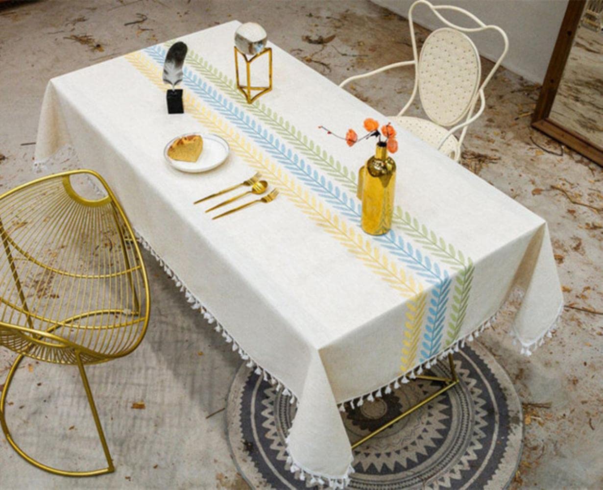 Ricamo Foglie Decorativo Tovaglia Di Lino Con Nappa Impermeabile Olio-Resistente Di Spessore Rettangolare Matrimonio Tavolo