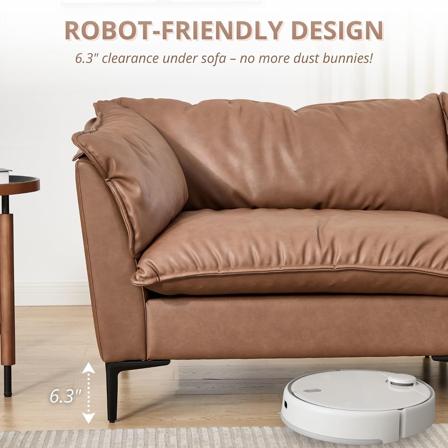 HEAH-YO 80" W Loveseat Sofa Industrial Modern Love Seat Couch with Removable Cover PU Leather Upholstered Small Cloud Couch with Metal Legs 2 Seater Sofa for Bedroom Living Room Office Club Brown