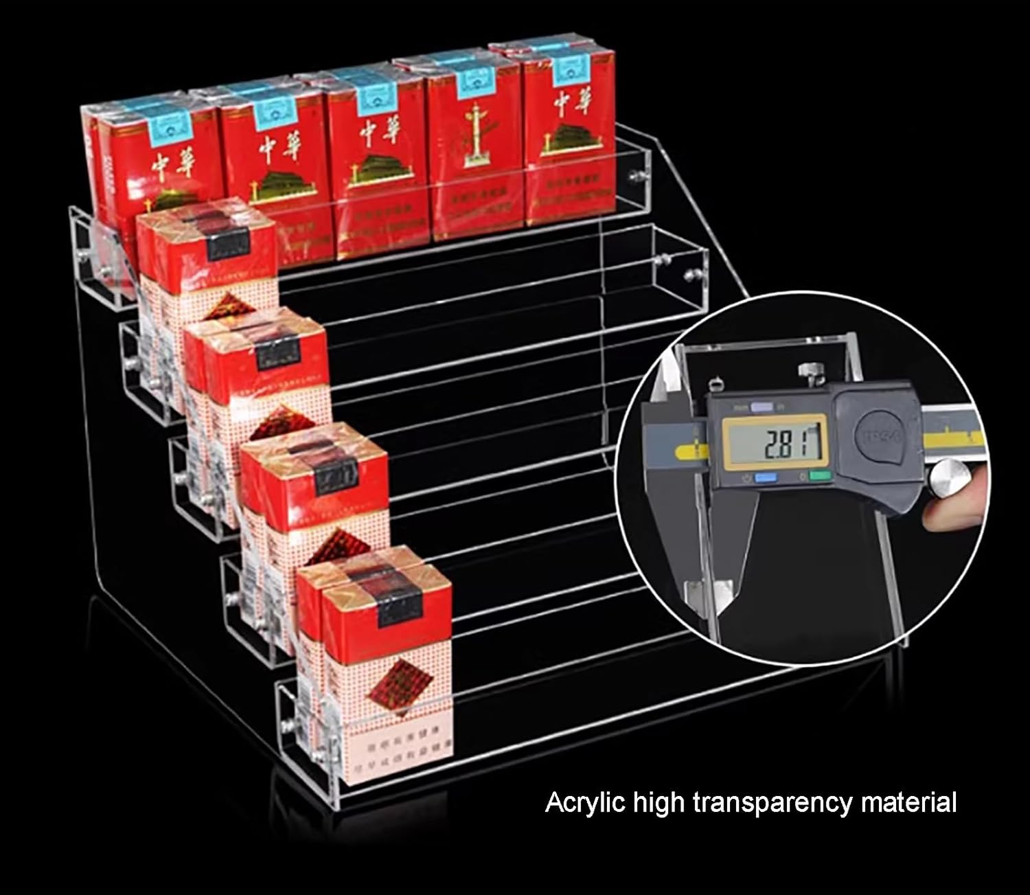 Display Shelves Retail Cabinet Organizer 5 Tier Cigarette Showcases Display Rack,Supermarket Convenience Store Cigarette Rack,Acrylic Stepped Design Countertop Cigarette Case Holder,Supermarket Cigare