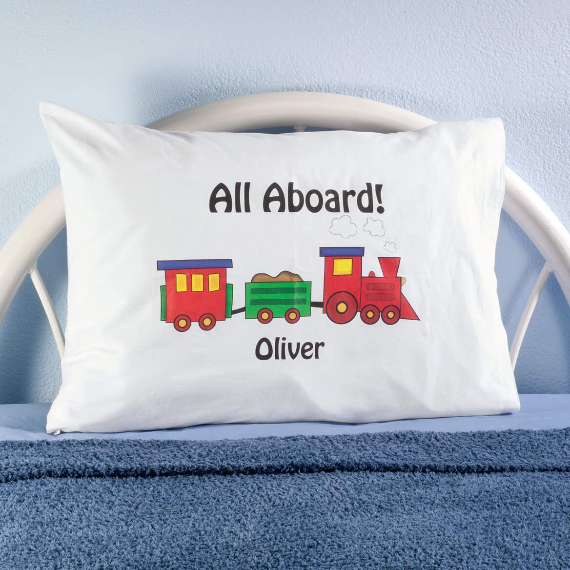 Custom Train Pillowcase, Standard Size, Kids Bedroom Décor
