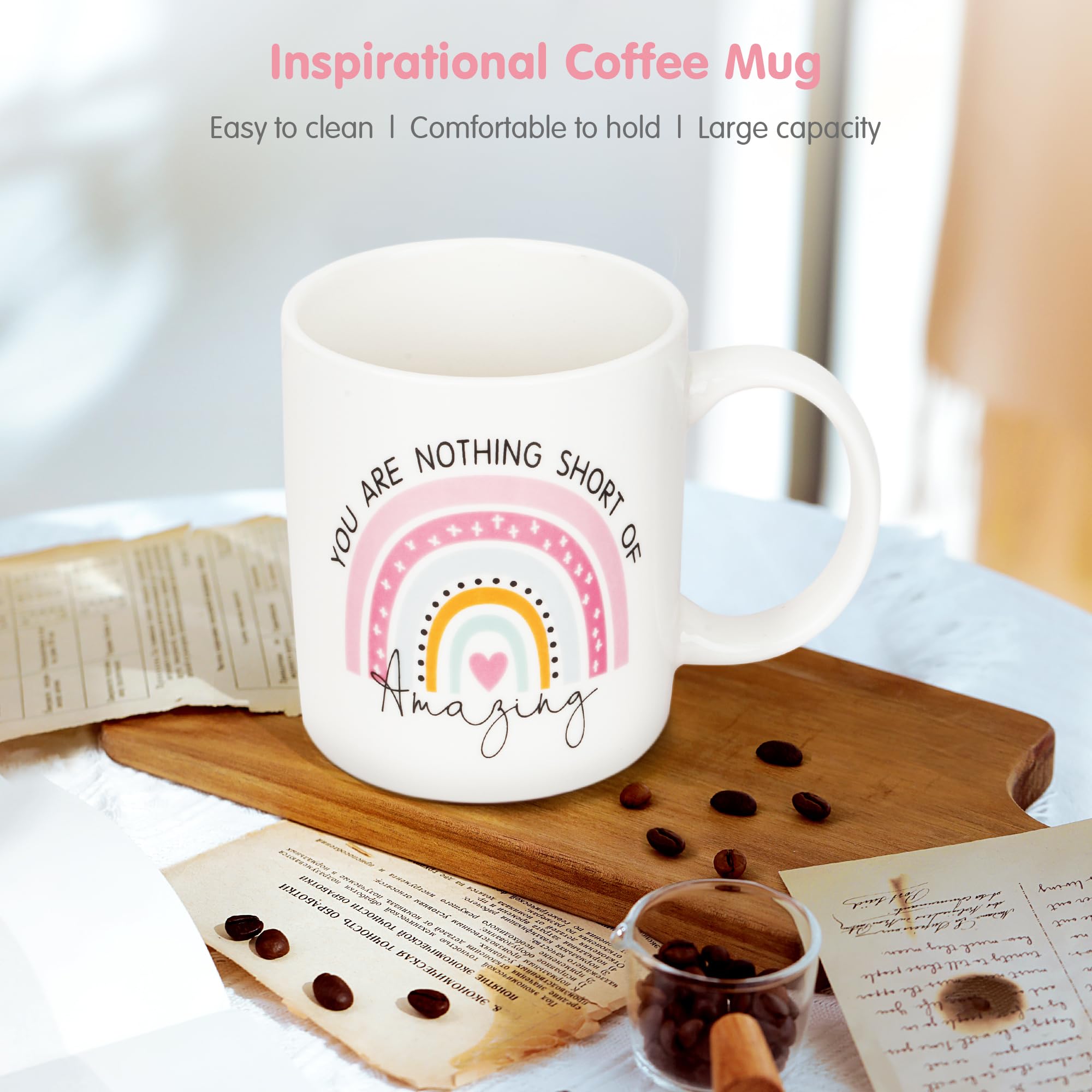 Confezione Regalo di Candele Profumate,Regalo Donna Natale | 4 Candele, Portacandele, Tazza e Cucchiaio da Caffè, 2 Creme per le Mani | Regali Perfetti per le Donne Aiuta ad Alleviare Stress