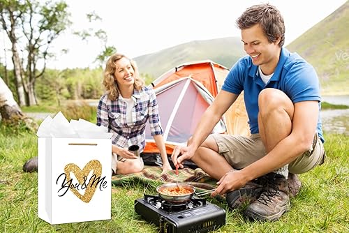 Miniatura 5 de D4DREAM Bolsa de regalo de papel de aniversario grande de 13 pulgadas con asa para él, ella, tú y yo, bolsa de regalo para el día de San Valentín