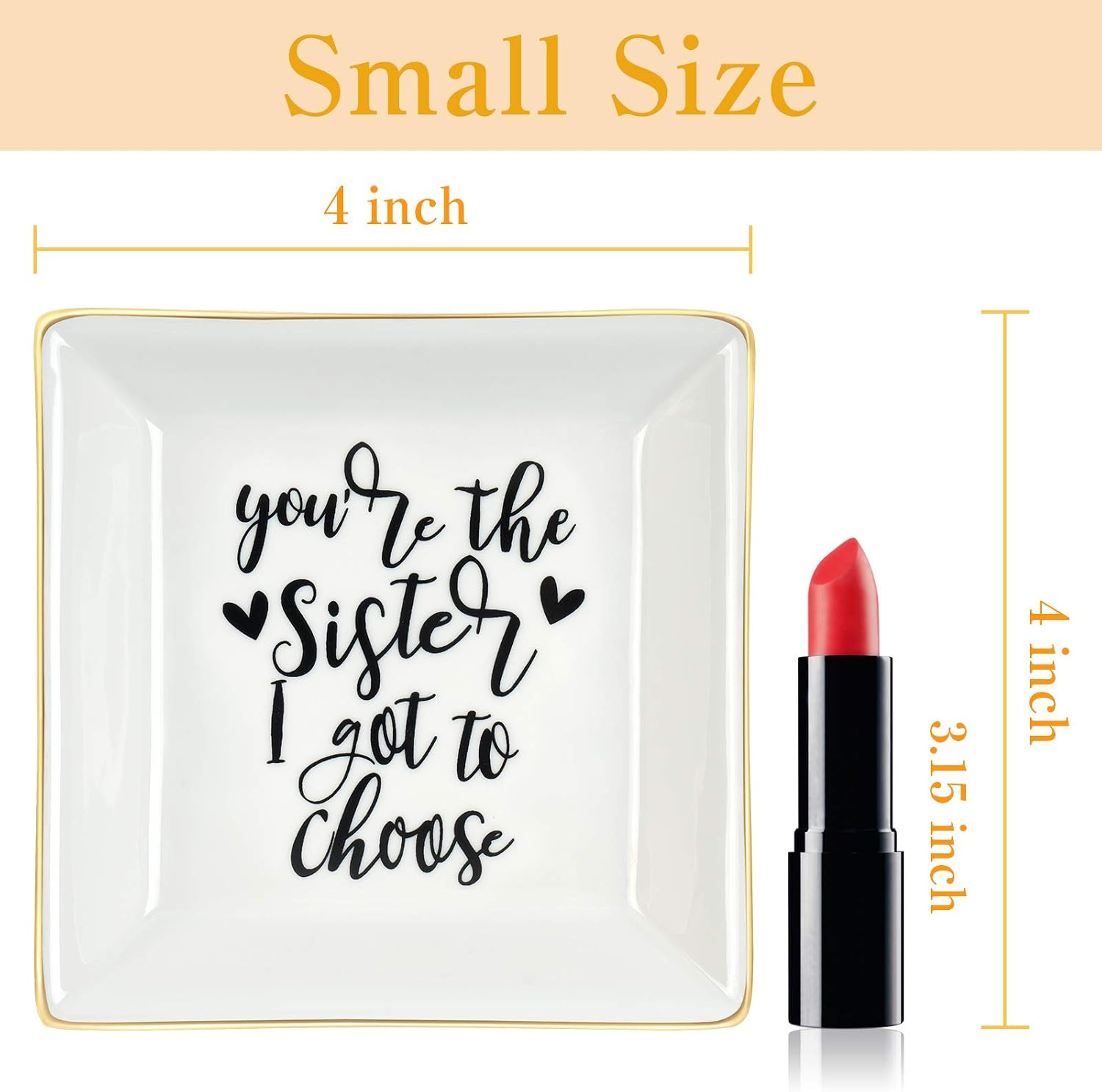 Homlouue Best Sister Gifts for Women, Ceramic Ring Dish You Are the Sister I Got to Choose Trinket Dish Jewelry Tray, Friend Gift for Women Sister Friends Soul Sister Bestie BFF Her