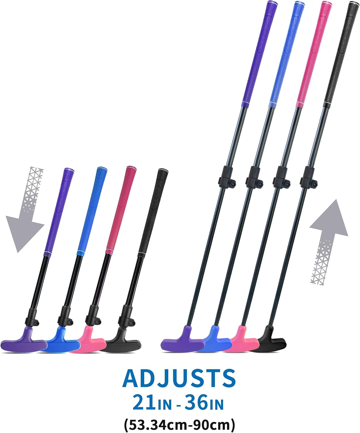 KOFULL Golf Putter 4 or 2 PCS, Mini Golf Putter Adjustable to Perfectly Height, Retractable Shaft, Two-Way Putters for Right or Left Handed, Suitable for Family Golf Putting Game, 21–36 inches