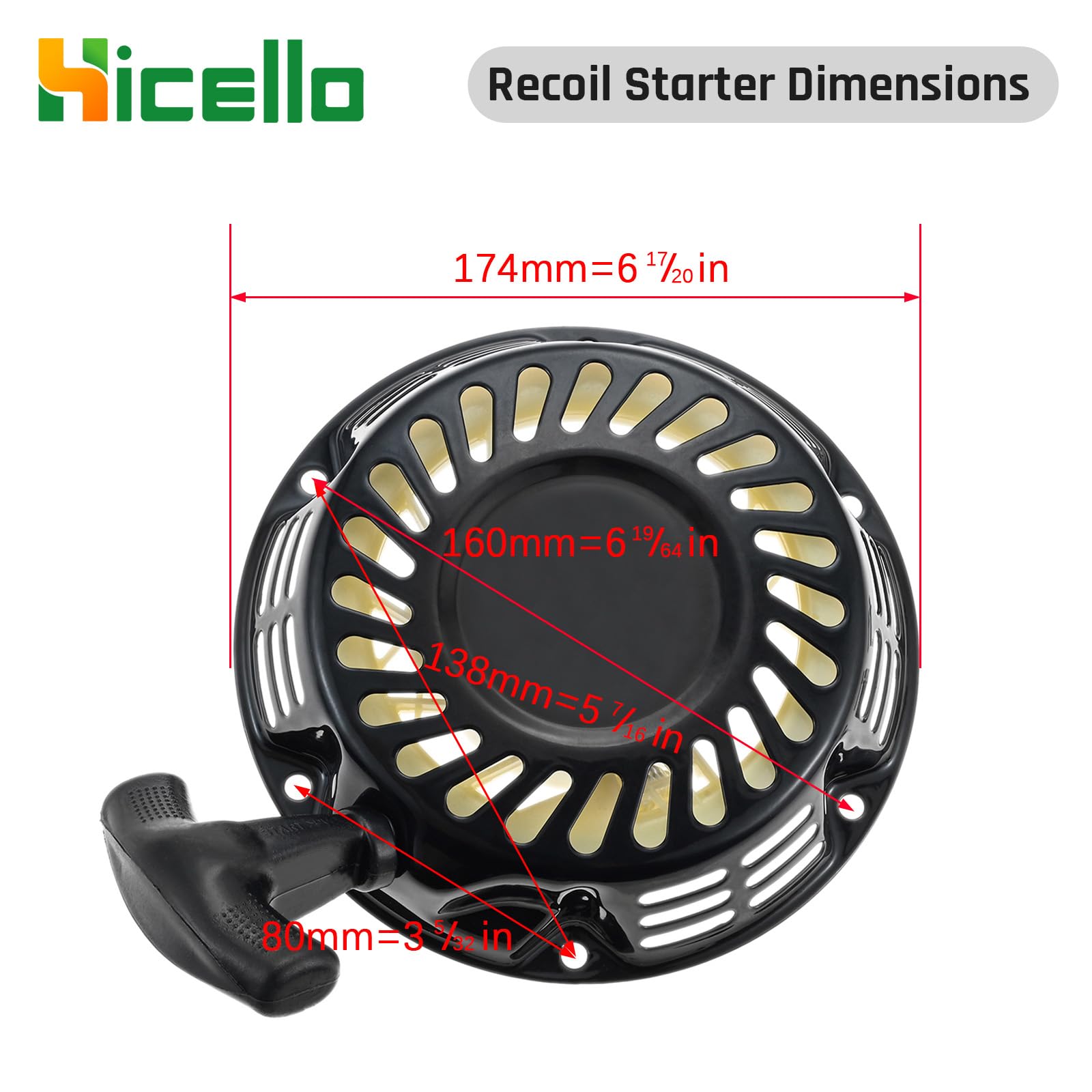 Hicello Recoil Pull Starter Powersports Starter Compatible with Predator 212cc 4.8kW Engine - Image 3