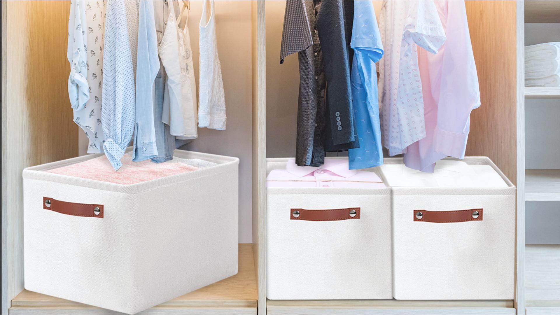 Boîtes De Rangement Pliables BoxyTidy Casa Corner - Lot De 10 - Tissu Résistant Avec Poignées - Pour Dressing, Armoire, étagère