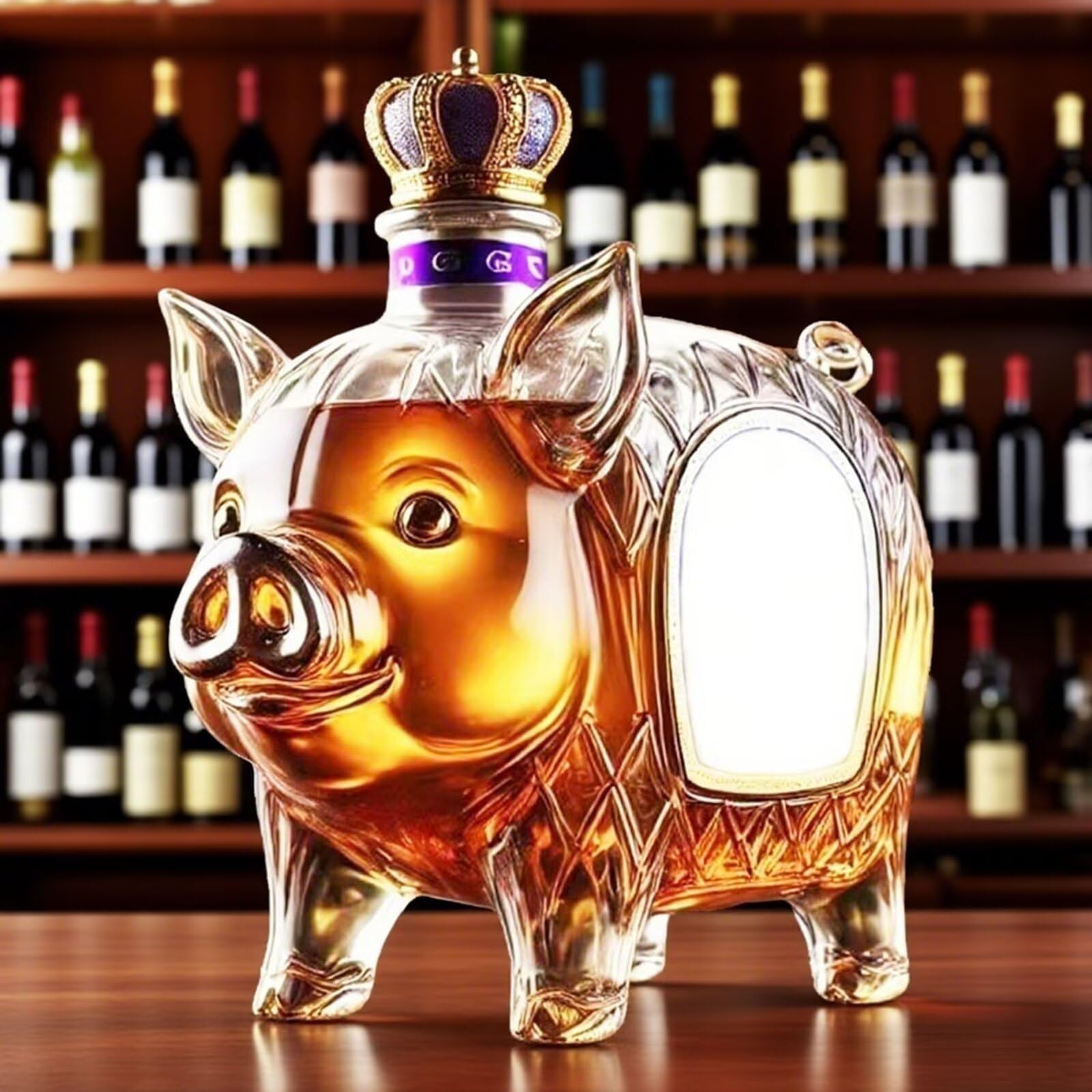 VHcgCGJ Animal-shaped decanter, 300ML Whiskey Decanter Wine Bottles Art Statue Figurine - 3D Pig Shape Funny Animal Liquor Dispenser