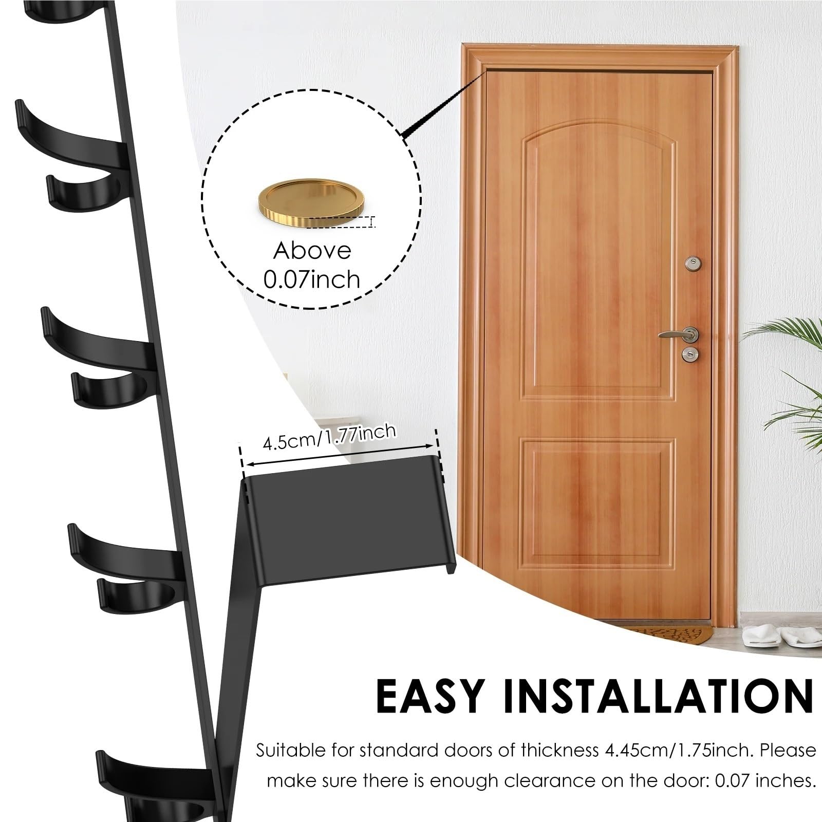 3 piezas sobre la puerta, 12 ganchos sin perforaciones, for colgar detrás de, sombreros, toallas, ropa, llaves, cocina, baño, estante almacenamiento para Inicio(White)