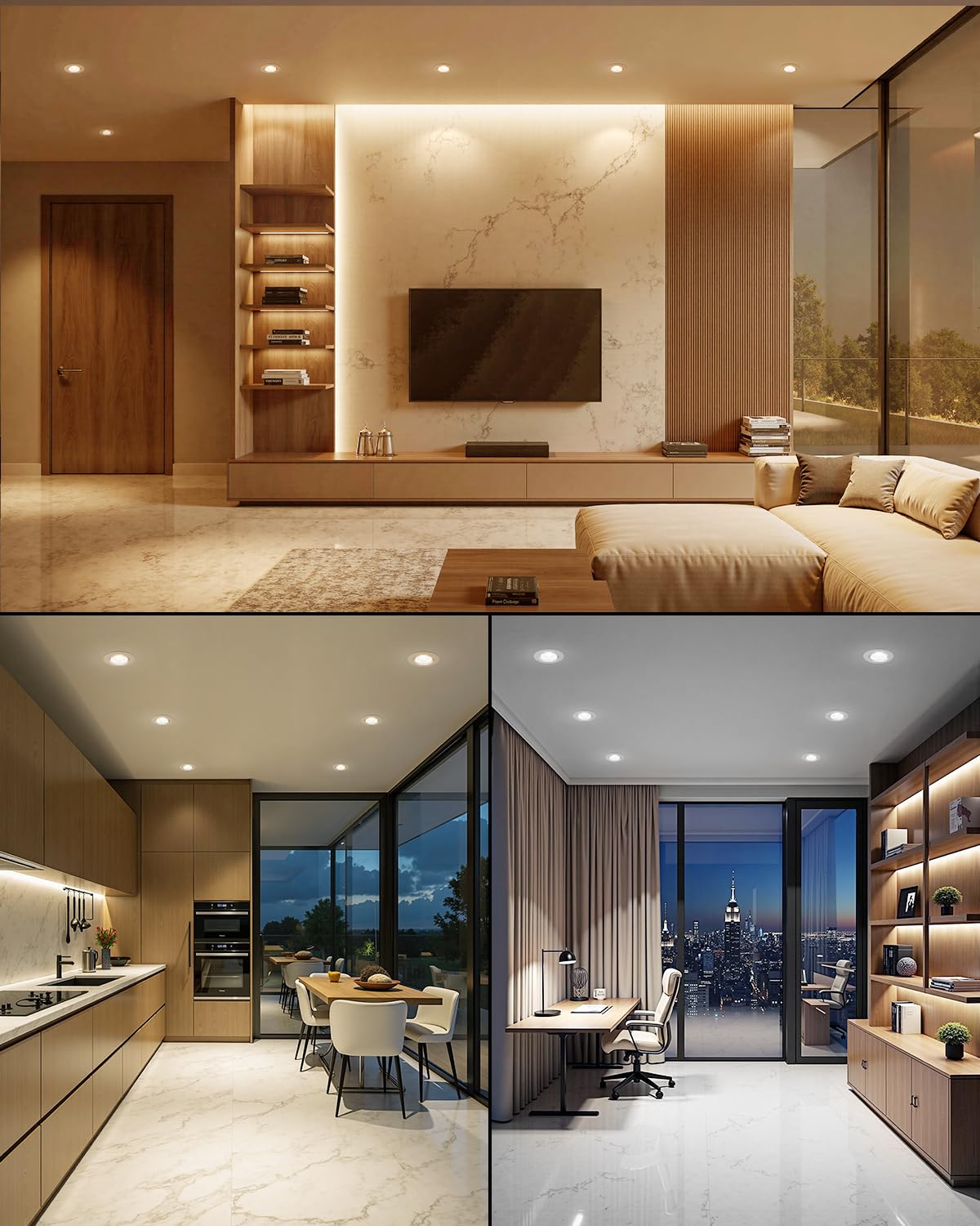 Bojim Focos LED Interior Regulables 7W IP44, Corte 68mm-80mm, Luz Cálida Neutra Fría, para Baño Cocina Habitación, Blanco, 10 Pack