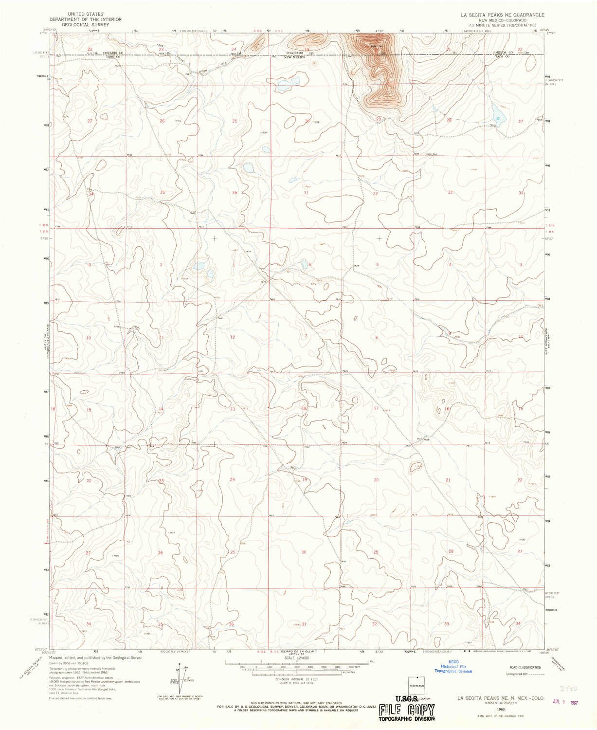 YellowMaps La Segita Peaks NE NM topo map, 1:24000 Scale, 7.5 X 7.5 Minute, Historical, 1963, Updated 1967, 26.9 x 22.1 in - Paper