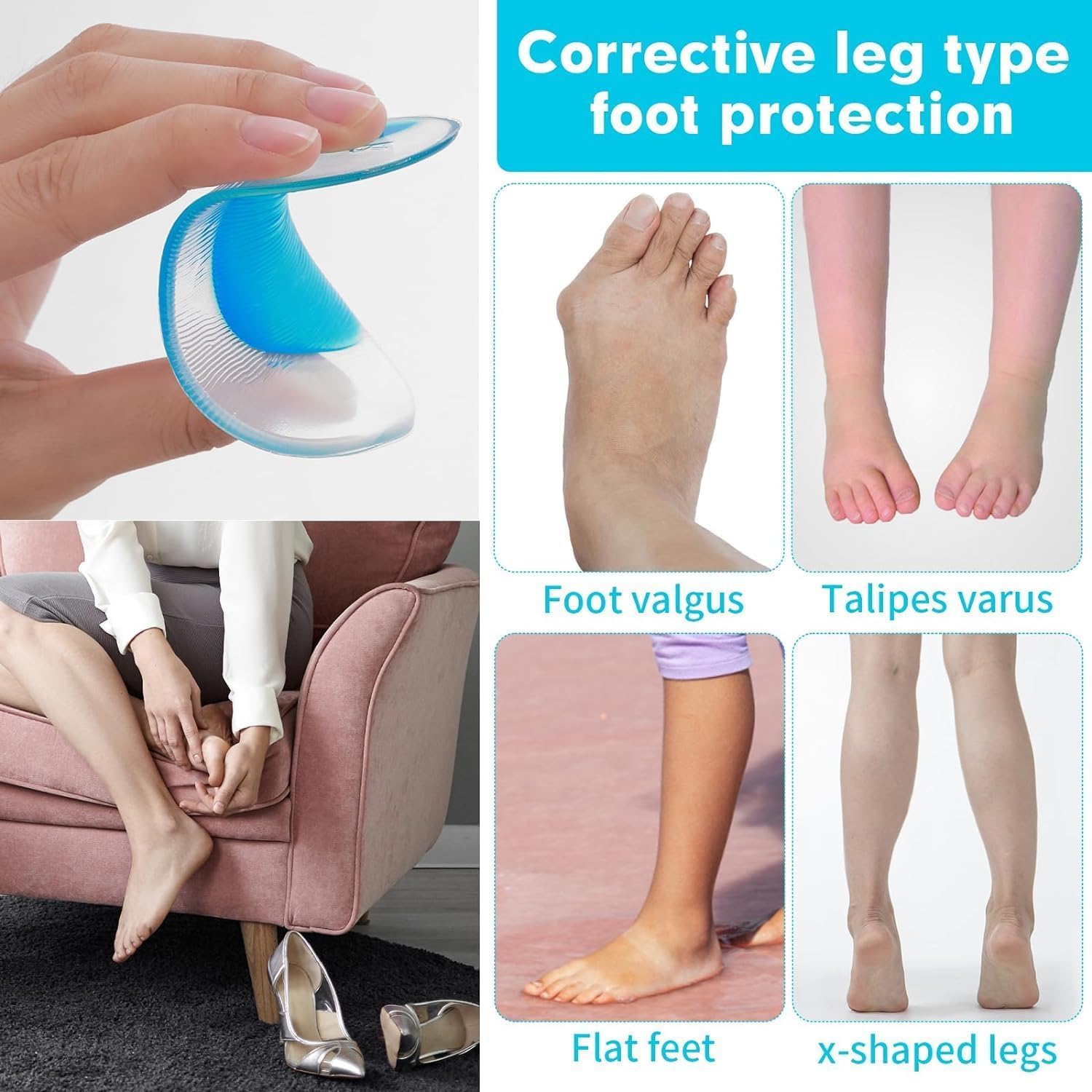 SNEHIDA Kids Shoe Pads for Children Shoes Flat Feet Care Orthopedic Insole Arch Support New Silica Gel Pad Cushion,Women Gel Pad (2 Pairs Silicone Foot Insoles) 7 71YVectfRHL. SL1500