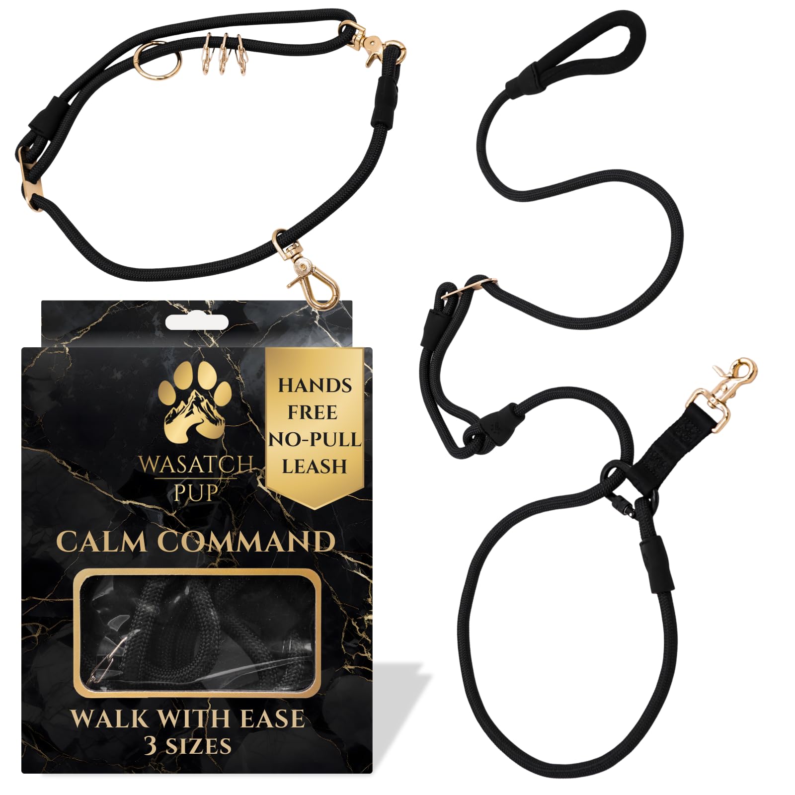 Correa de perro manos libres sin tirones, correa de entrenamiento ajustable duradera para perros, correa de actividad al aire libre Calm Command para razas activas de estilo de vida de