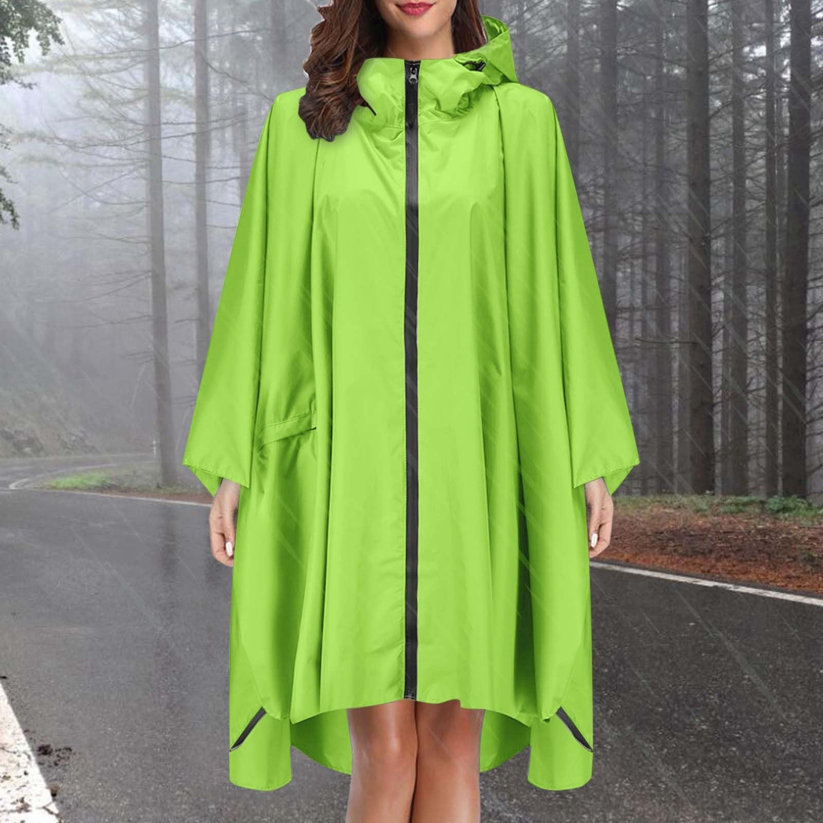 Poncho de lluvia para mujer y hombre, bolsa plegable para bicicleta, poncho de lluvia, senderismo, elegante, impermeable, con capucha, cremallera y cremallera para exteriores, abrigo para