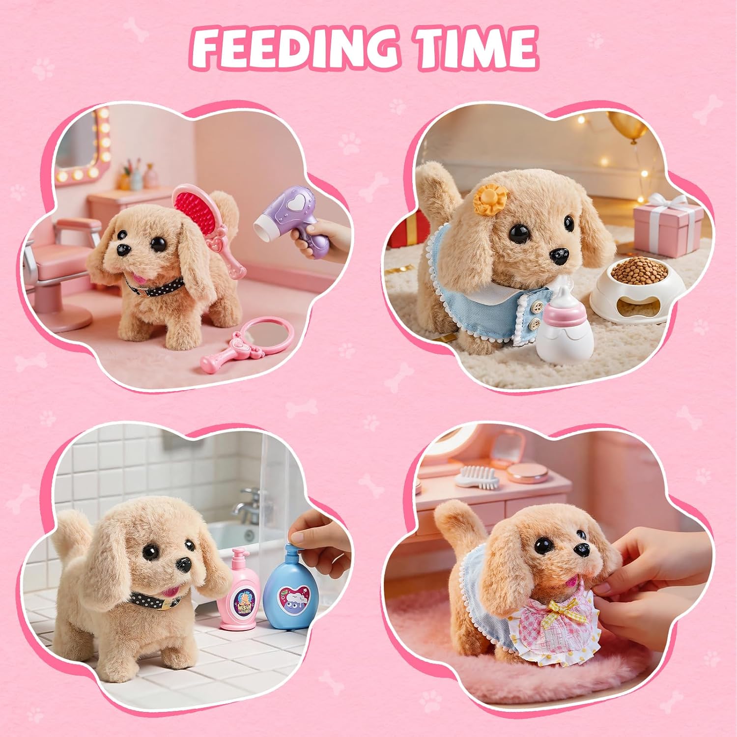 Toys Dog for Kids Girls, Robot Walking Dog Toys for Girls, Realistic Interactive Stuffed Puppy, Dress Up for Little Dog, Pretend Play Toddlers Toy for 5-7, Ideas Birthday Gifts for Girl 5 Year Old