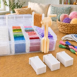 120 Pcs Embroidery Bobbins, Plastic Thread Cards for Cross Stitch Thread Holder Sewing Storage DIY Craft (White)