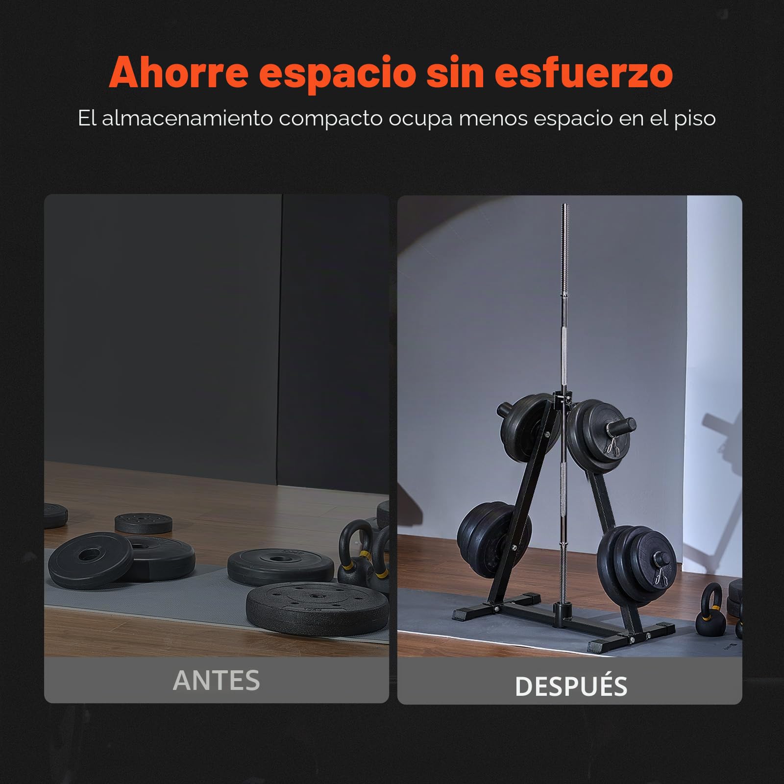 VEVOR Soporte para Discos de Pesas con Estructura en Forma de A, Soporte para Discos de Pesas Estándar, Carga de 136 kg, Soporte para Almacenar Pesas de Gimnasio en Casa, Negro, 930 x 420 x 865 mm
