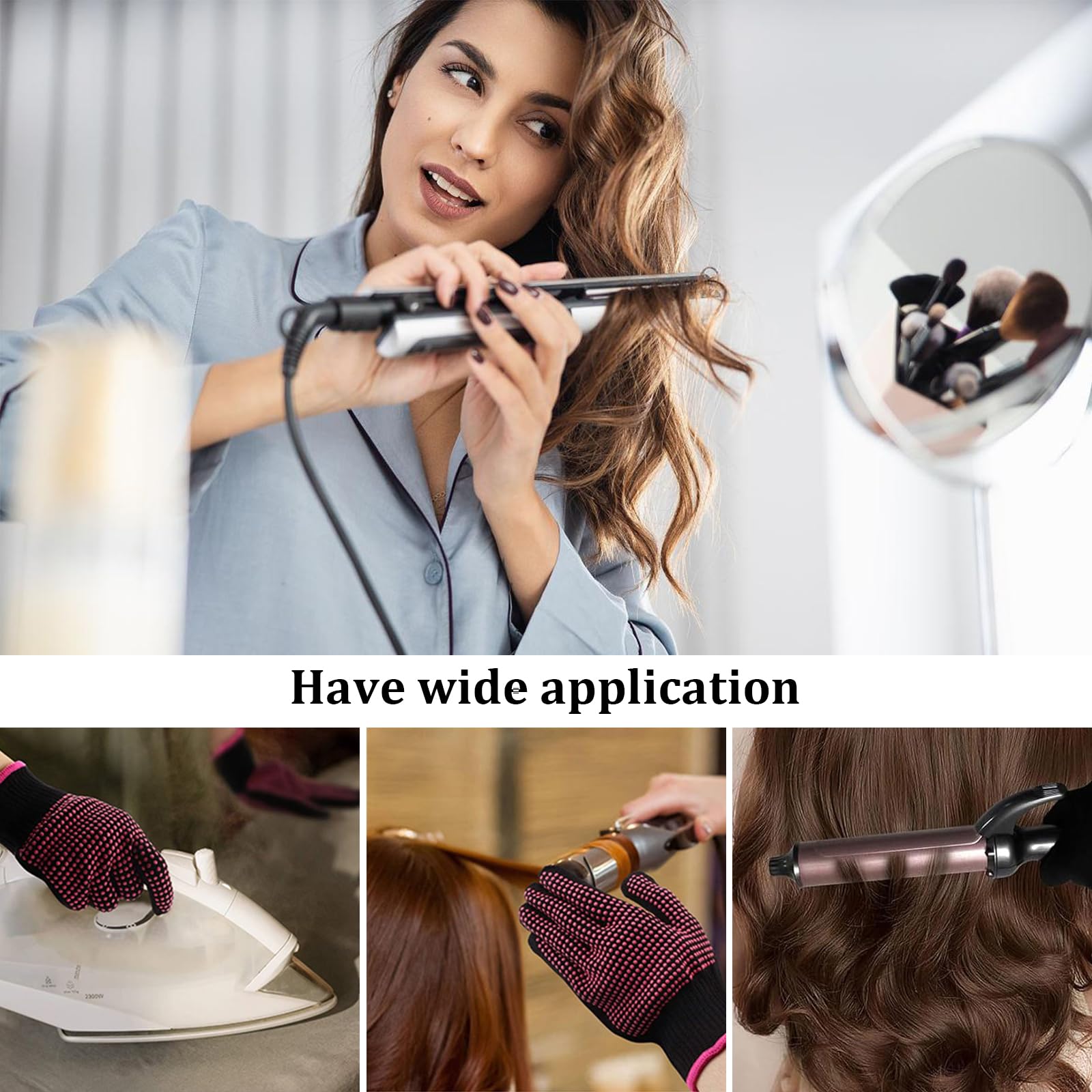 3 paires Coiffure Gants Thermiques de Salon Gants de Protection Contre la Chaleur pour Coiffure Gant Professionnel RéSistant à la Chaleur Pour Coiffure pour Fer à Friser Fer Plat Outils de Cheveux