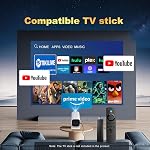 Construction APPS & Focus électrique & Clé de frappe automatique Mini Projecteur avec WiFi 6 & Bluetooth 5.3, Appui 4K, 1080P Projecteur intelligent portable, Smartphones compatibles/TV Stick/Computer/Video Games/HDMI/USB