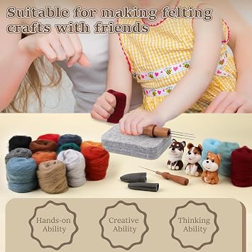 ZXIIXZ Needle Felting Kit, 24 Colors Felting Wool Kit with Felt Bag, Felting Needles, Pad, Felting Wool Bulk for DIY Needle Felting Beginner with Step by Step Instructions