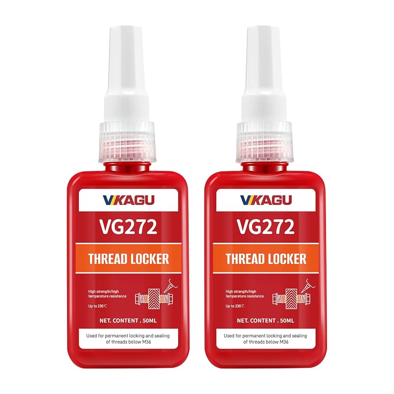 Trava-rosca laranja de alta resistência VIKAGU 272, resistente a até 230 °C, 50 mL, kit com 2 frascos