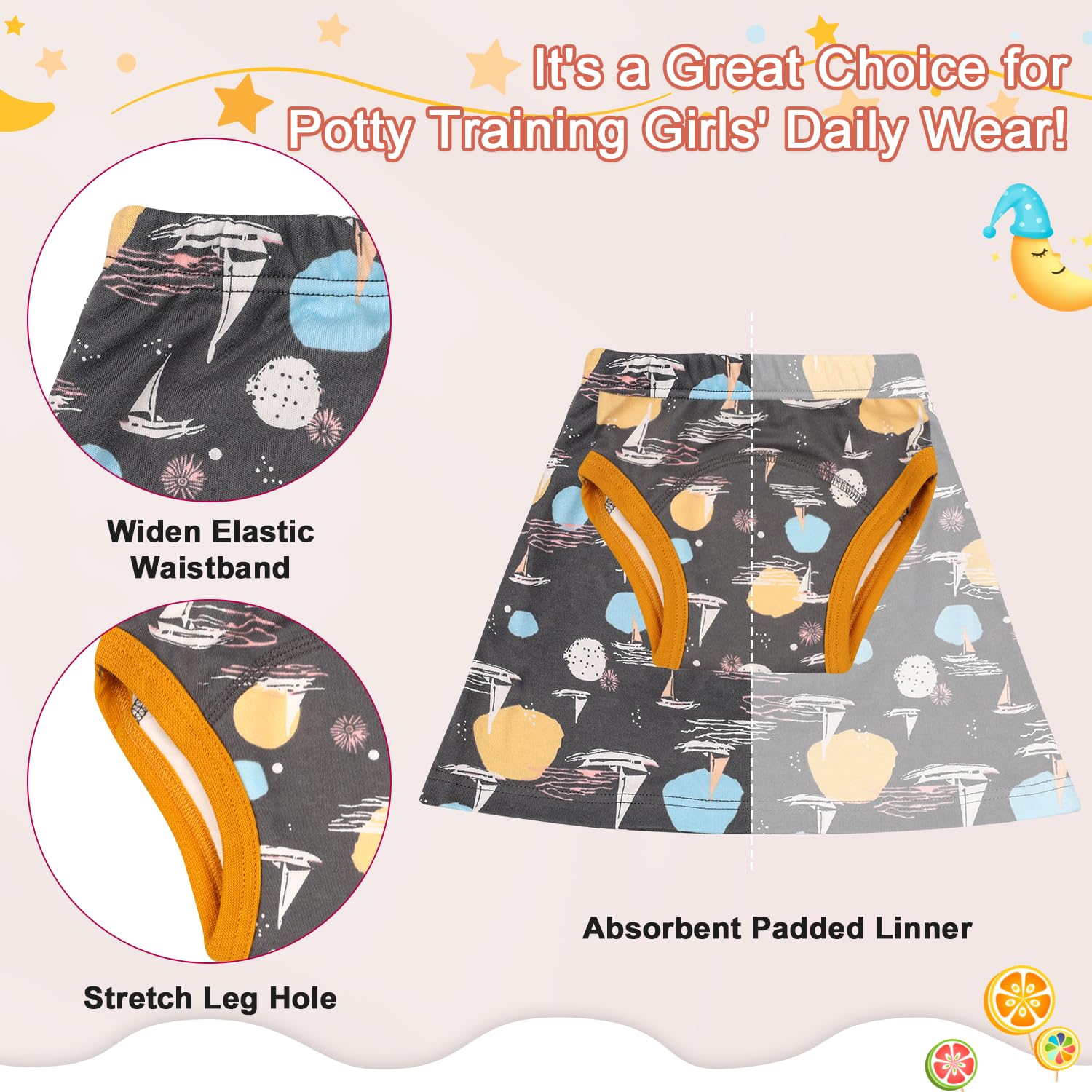 FLYISH DIRECT Culotte Apprentissage Propreté Filles en Forme de Jupe, Jupes a Couches avec Culotte dapprentissage, Jupes Apprentissage Filles pour l'apprentissage de la propreté, 2 Packs