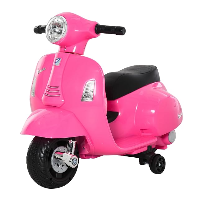 HOMCOM Moto Eléctrica Vespa para Niños 18-36 Meses 6V 66,5x38x52 cm Rosa