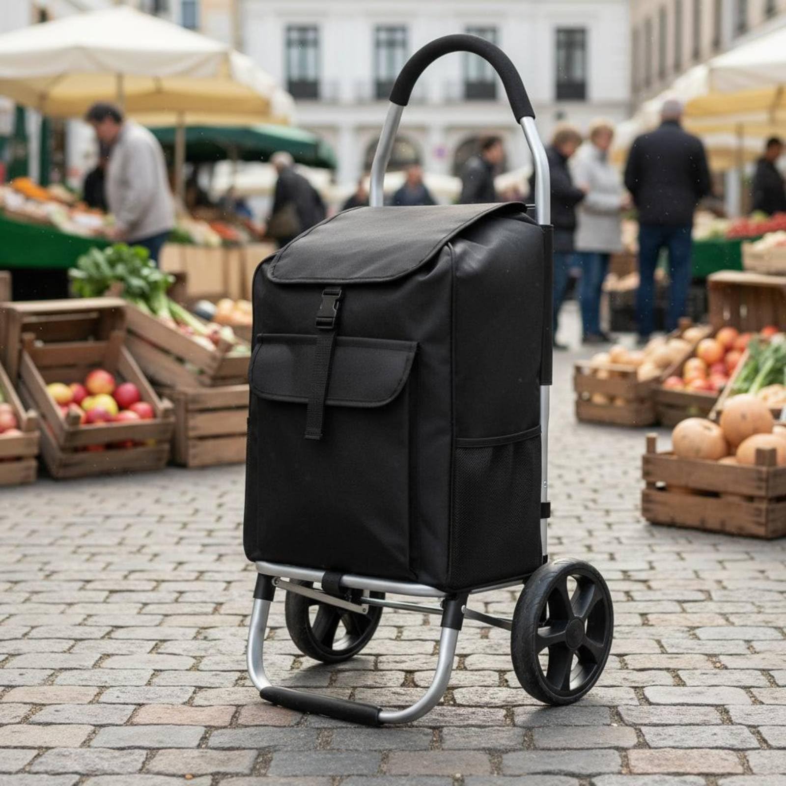 Faltbarer Einkaufswagen Einkaufstrolley Einkaufskorb Transportwagen Handwagen mit Leichtem Aluminiumrahmen Und Großen Rädern Klappbar für Supermarkt, Color to 1