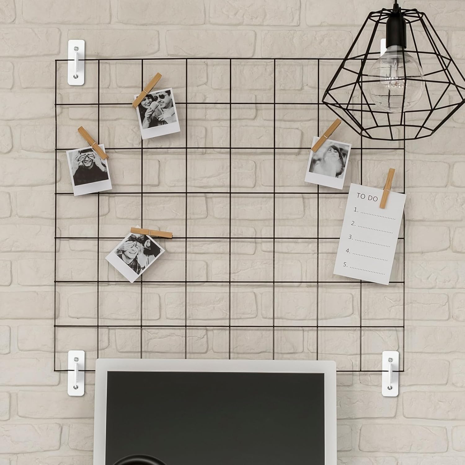 Shimeyao 24 Pcs Gridwall Mount Brackets Metal Grid Wall Panel Brackets Display Hooks Space Saving Accessories Hangers for Shop, Home, Garages, Office Organization(White)