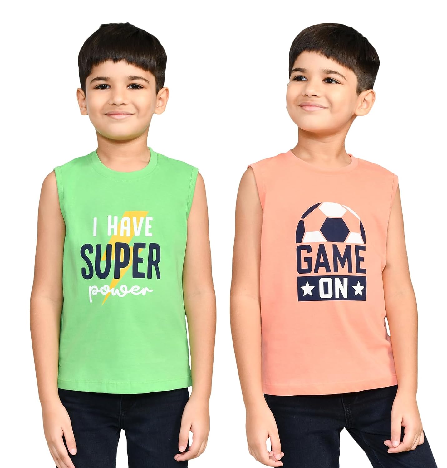 Lux Cozi Printed Round Neck Sleeveless Cotton T-Shirt for Boys | Prints May Vary | Pack of 2 | - Review, Price and Buying Guide