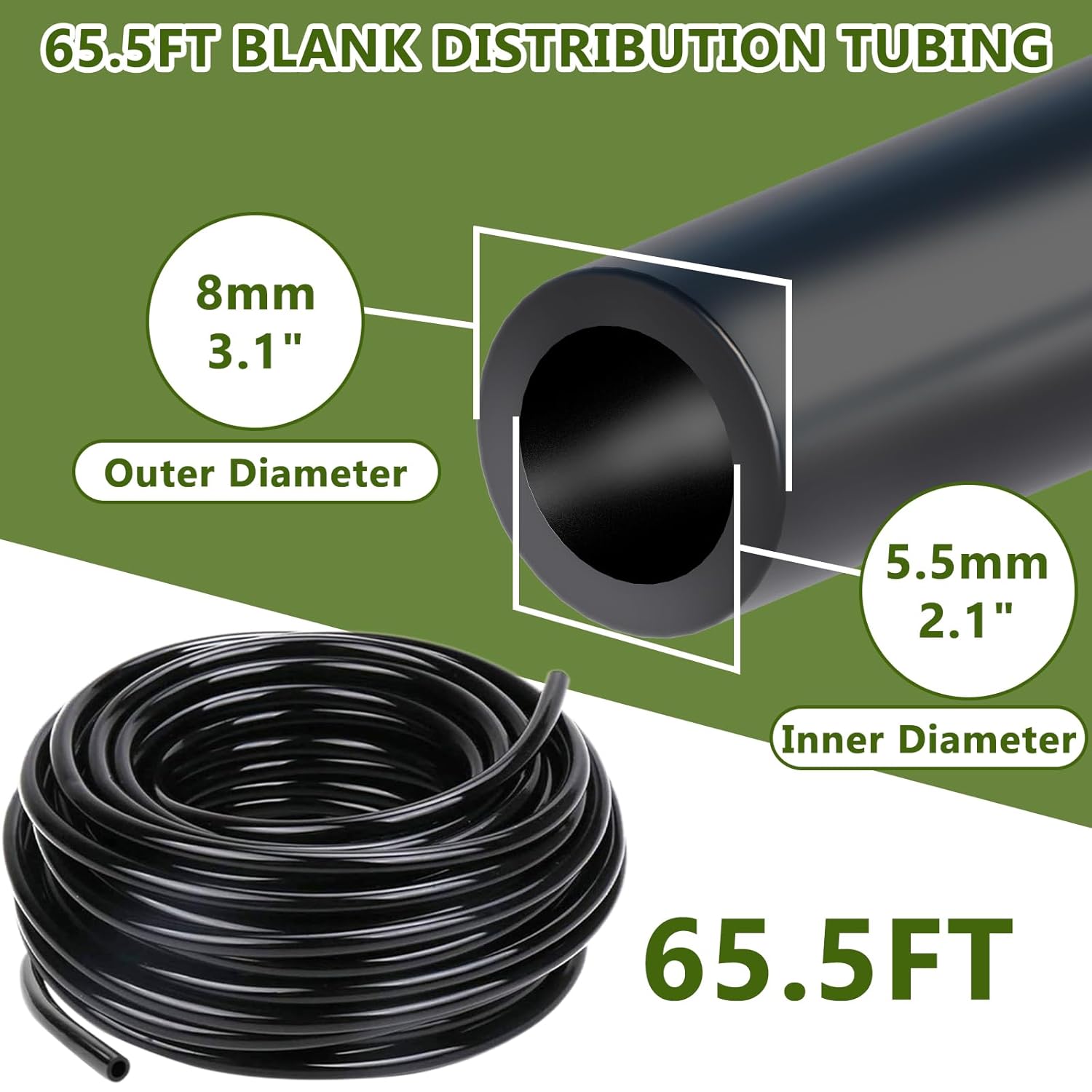 65.6FT/20M Drip Irrigation System, 360° Bendable Irrigation System for Garden, Garden Watering System with Quick Connector and Adjustable Nozzles, Drip Irrigation Kit for Greenhouse, Yard, Plants