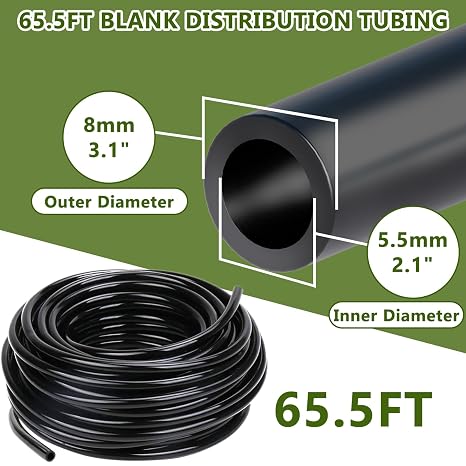 Irrigation System Kit, 360° Bendable Drip Irrigation System with 65FT Hose