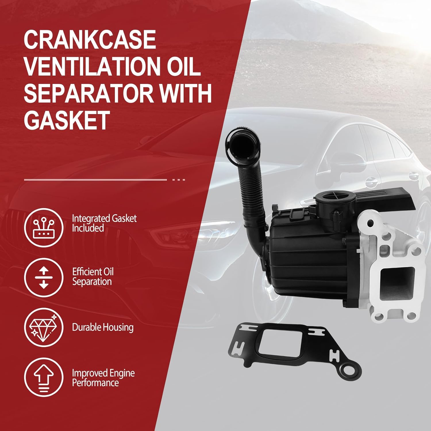 Crankcase Ventilation Oil Separator A4720108262 with Gasket compatible with Freightliner Trucks Detroit DD13 DD15 Mack MP8 2010-2024 Replaces A4720107662 A4720106662 4720180780