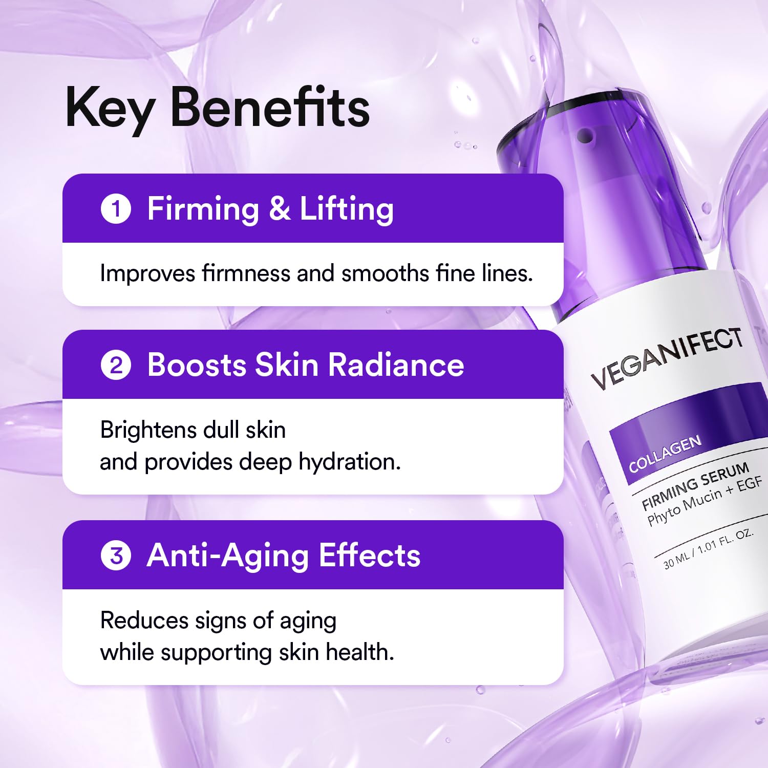 NMN Collagen Serum | Elasticity & Firm-Looking Booster with Peptides & Centella Asiatica & Hyaluronic Acid | Skin Resilience & Fine Line Care | Korean Skincare, 1.01 fl.oz - Image 5