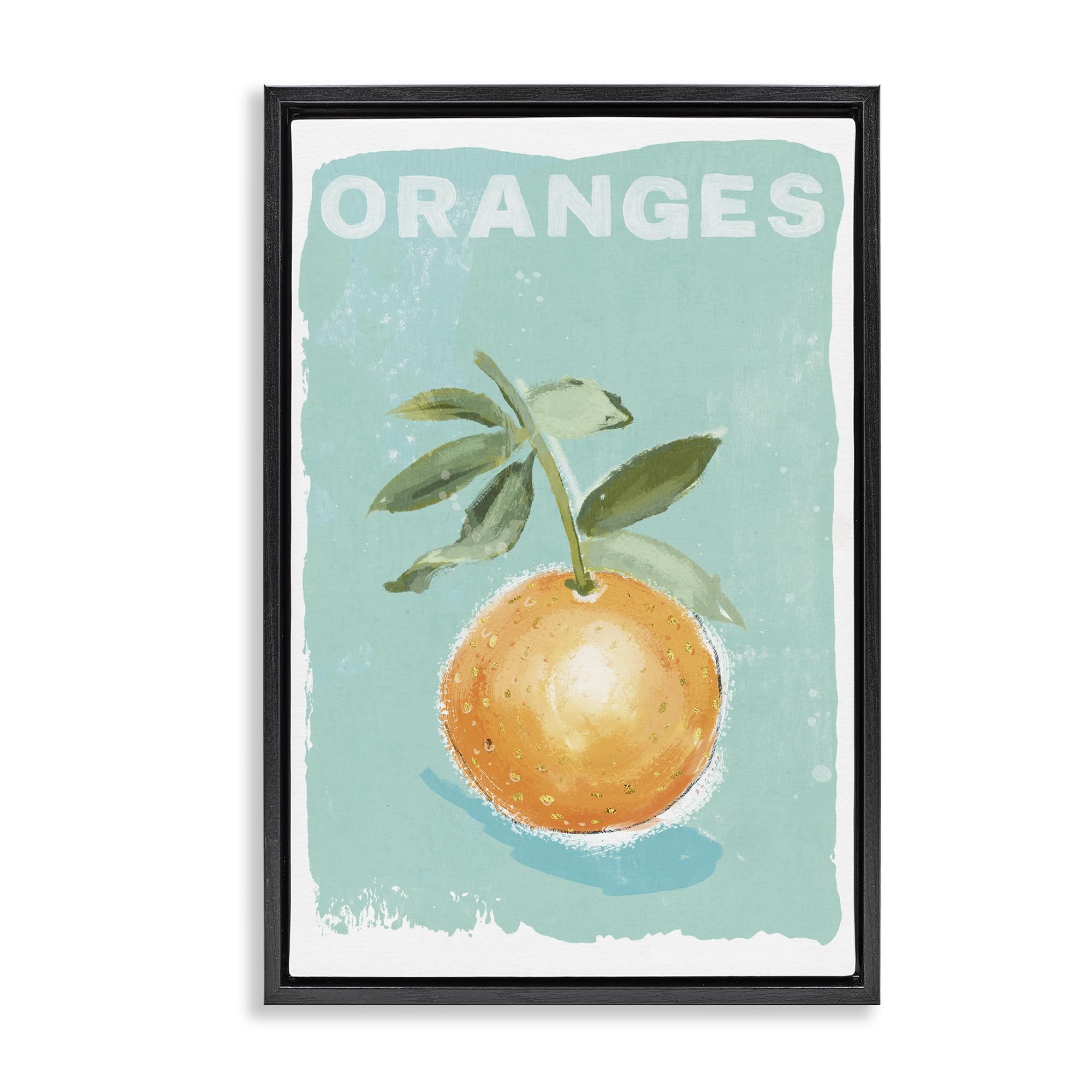 Stupell Industries Oranges Citrus Botanical Illustration 'Orange Twist Motif', Floating Frame Canvas Art, Black, 21 X 31 Inches, Easy To Hang And Sturdy, Made In Usa, By Chad Barrett