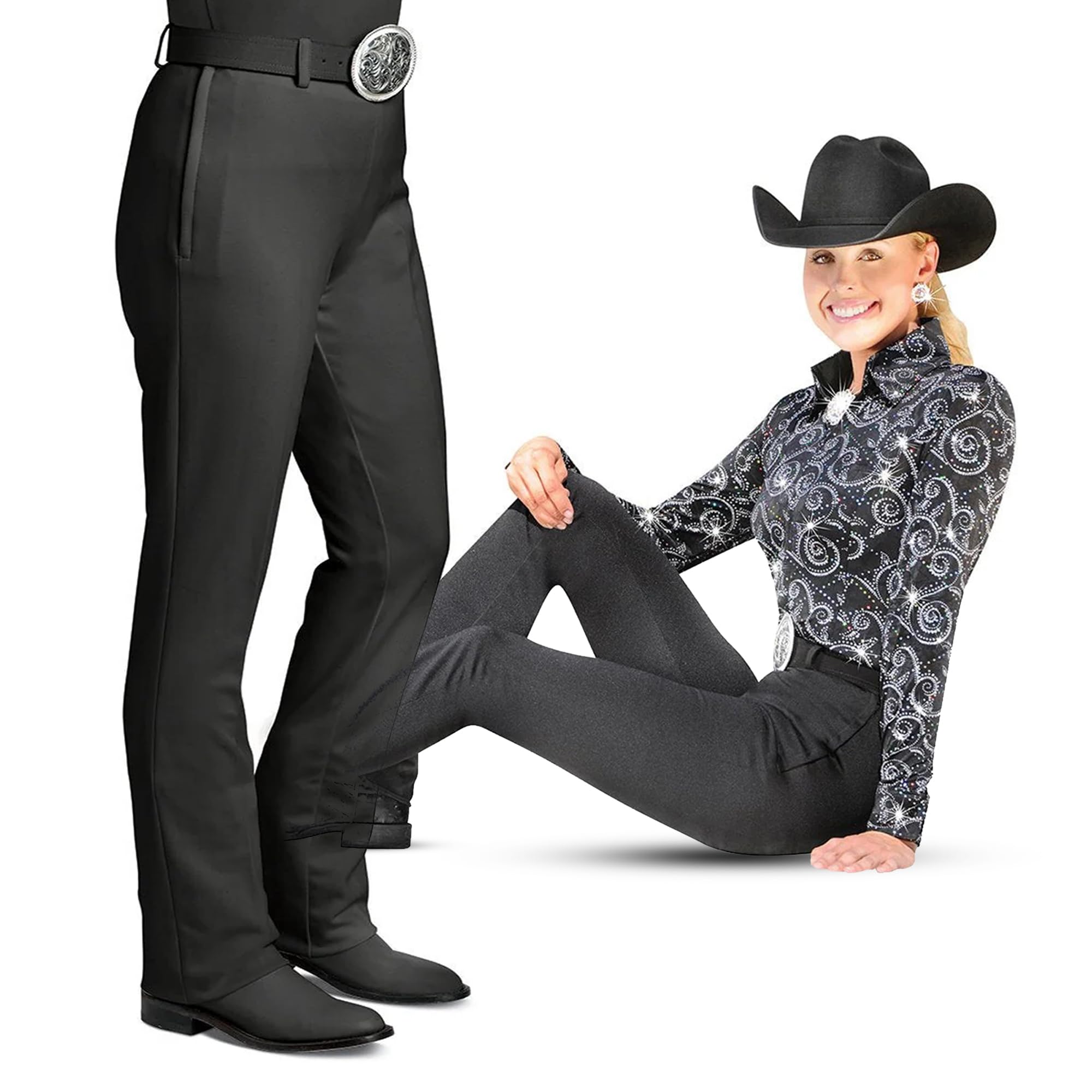 HOBBY HORSE Ezee Rider Stretch Western Show Pants – Women’s High Rise Western Horse Show Pant, Side Zip, Perfect Under Chaps