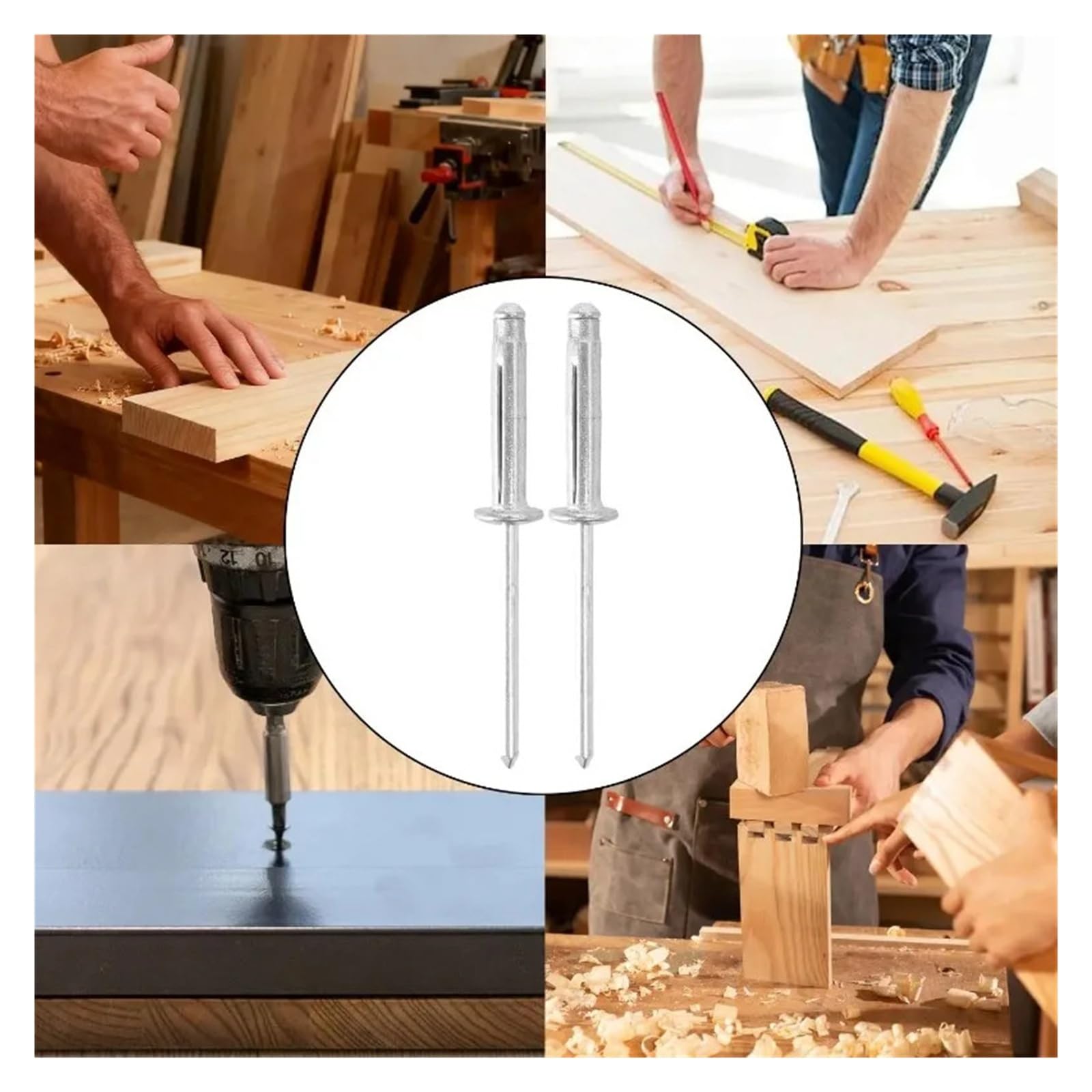 300/50 Stück Blindnieten-Sortiment aus Aluminiumlegierung, runder Kopf, dreifach gefaltete Niete for Holz, Kunststoff, Metall, DIY, reparierte Verbindungselemente(300PCS,M3.2)