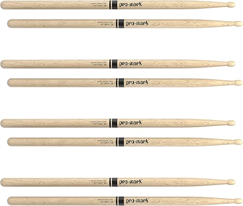 Miniatura 2 de ProMark Classic Attack 2B Shira Kashi Oak Baquetas, punta ovalada de madera, comprar 3 pares y obtener 1 gratis