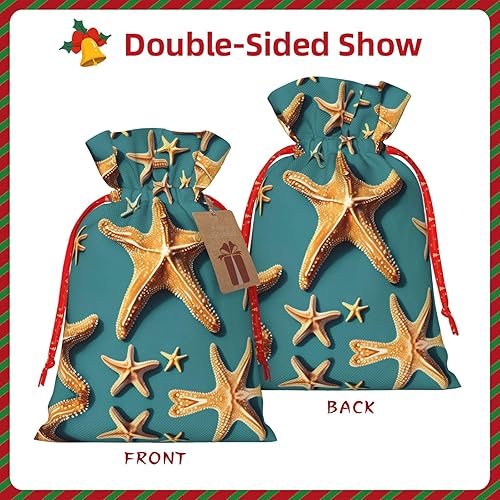 Miniatura 3 de MDATT Bolsas de regalo con cordón de estrella de mar de playa, bolsas de regalo de 5 x 7 pulgadas para bodas, Navidad, cumpleaños, decoración de