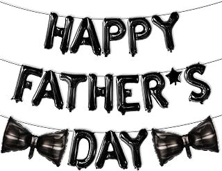 Happy Fathers Day Balloons - 16 Inch Black Happy Fathers Day Banner Balloons for Father's Day Decorations - Father's Day Balloons for Happy Fathers Day Decorations for Party - Dad Birthday Decor