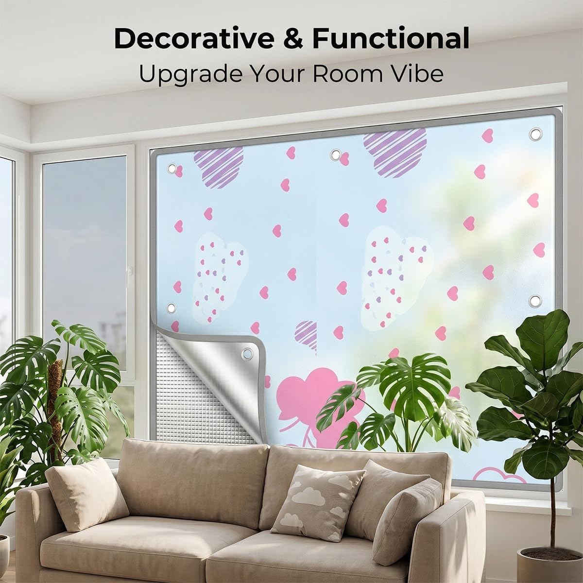 Colored Double Layer Aluminum Foil Window Film, Reusable Heat Control Thermal Insulation Total Blackout Tint, Anti UV Sun Blocking Privacy Shade for Sun Room Garage Door RV 39in 47in 55in