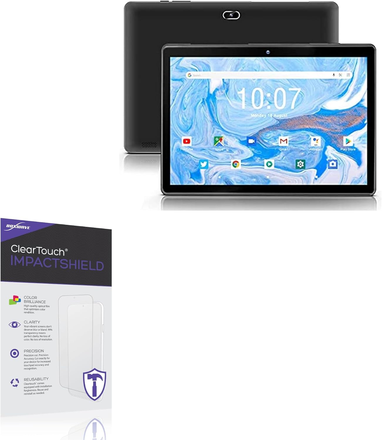 BoxWave Screen Protector Compatible with qunyiCO Android 10.0 Tablet Y10 (10 in) - ClearTouch ImpactShield (2-Pack), Impenetrable Screen Protector Flexible Film