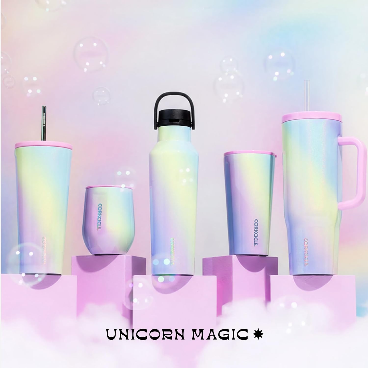Corkcicle Classic Tumbler - Keeps Drinks Cold for 9 Hours & Hot for 3 - Triple-Insulated Stainless Steel - Holiday Tumbler Gift - 16 oz - Rainbow Unicorn