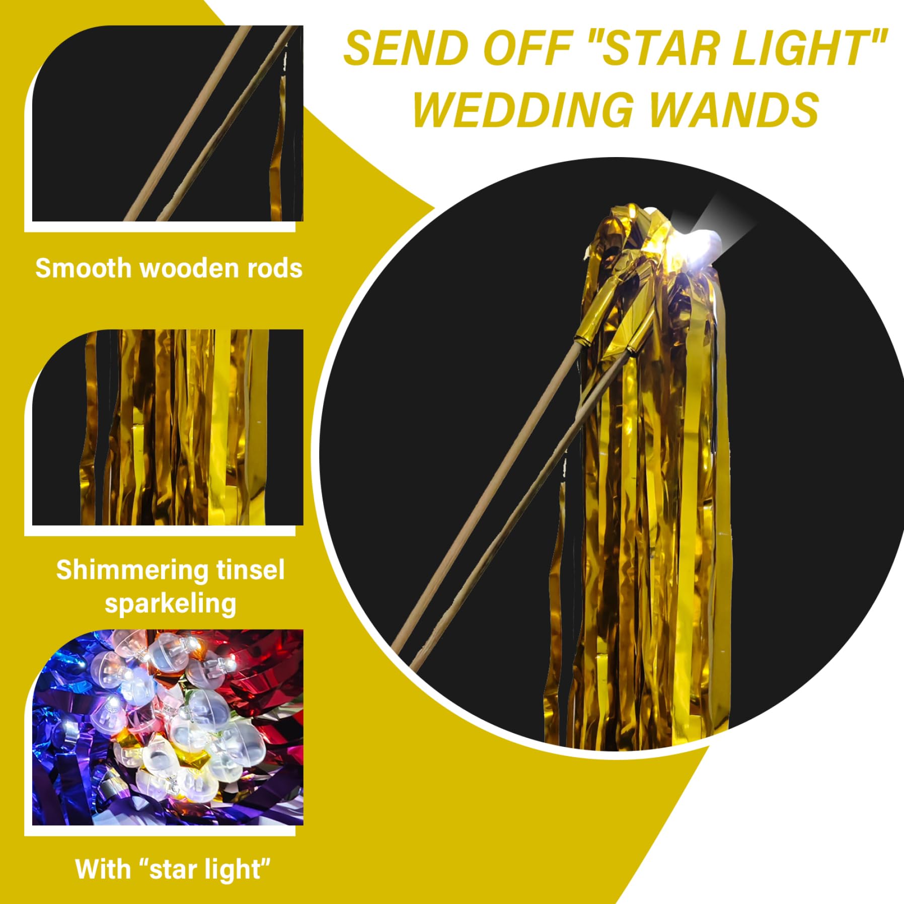 Varas ligeras de 100 PC para boda para chispas de plástico reflectantes para todas las edades para bodas con elegantes varitas de boda de boda para la boda de cumpleaños Glow in the Dark Party Favors