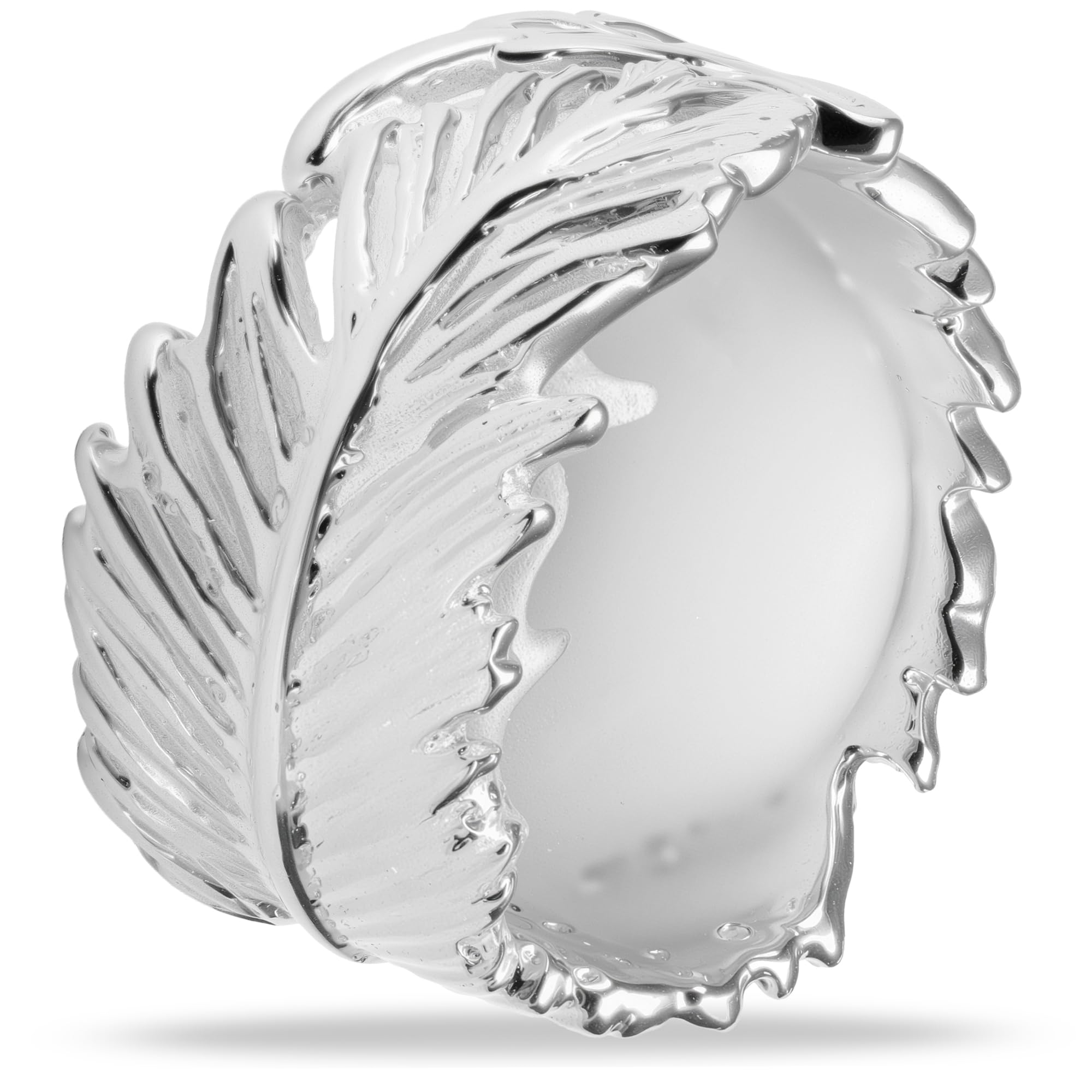 Vinani Ring aus 925 Sterling Silber - Massiver Damenring mit Feder im Arizona Design glänzend für Frauen, nickelfrei & antiallergisch, Designed in Deutschland, RFE
