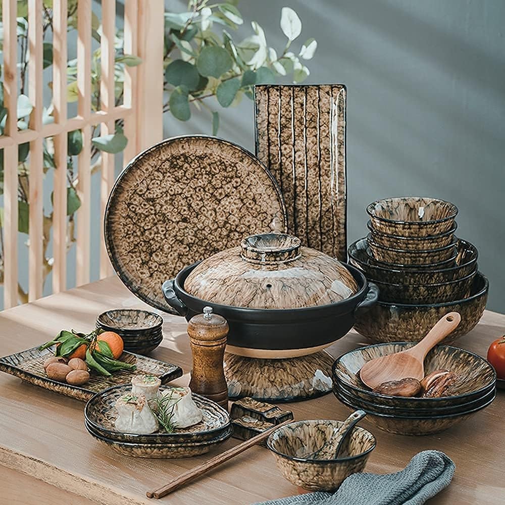 Amazon.com | Ceramic Leopard Glaze Dinnerware Sets Japanese