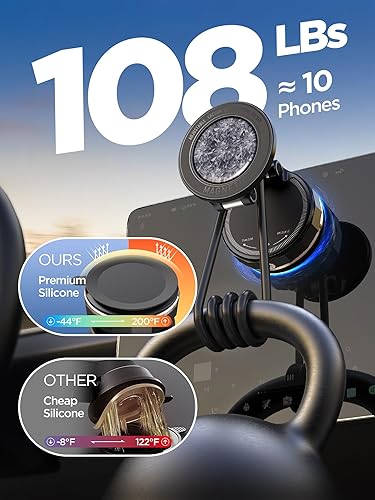 Miniatura 4 de Soporte magnético de teléfono de automóvil al vacío mejorado para MagSafe 108 + libras de succión más fuerte y 3000 gf magnético más fuerte, soporte