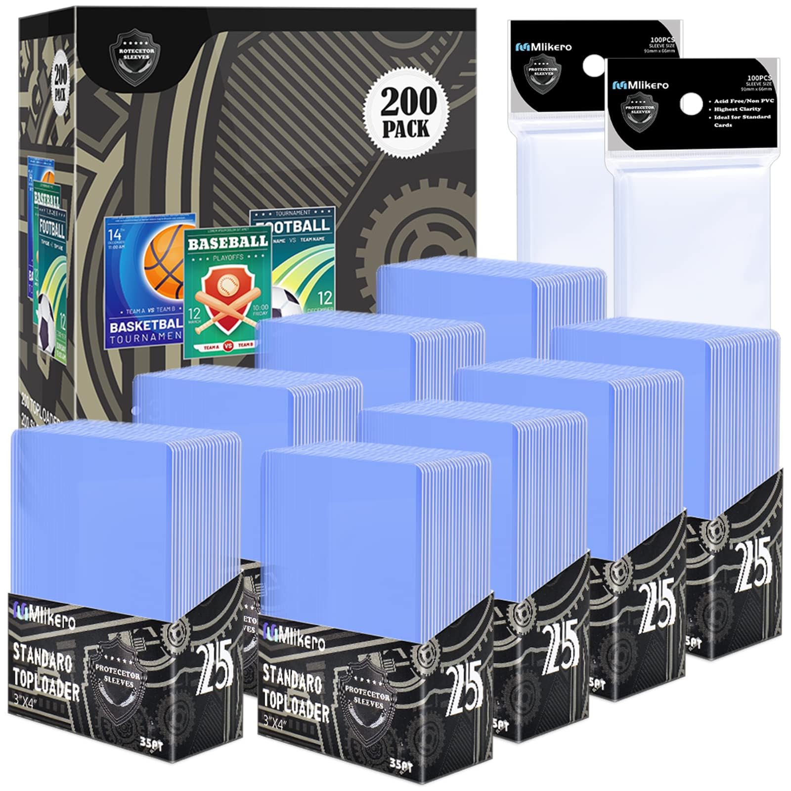 Mlikero 400 Pcs Cards Sleeves, 3" x 4" Inches Hard Plastic Card Sleeves, Premium Trading Cards Sleeves Fit for MTG Football