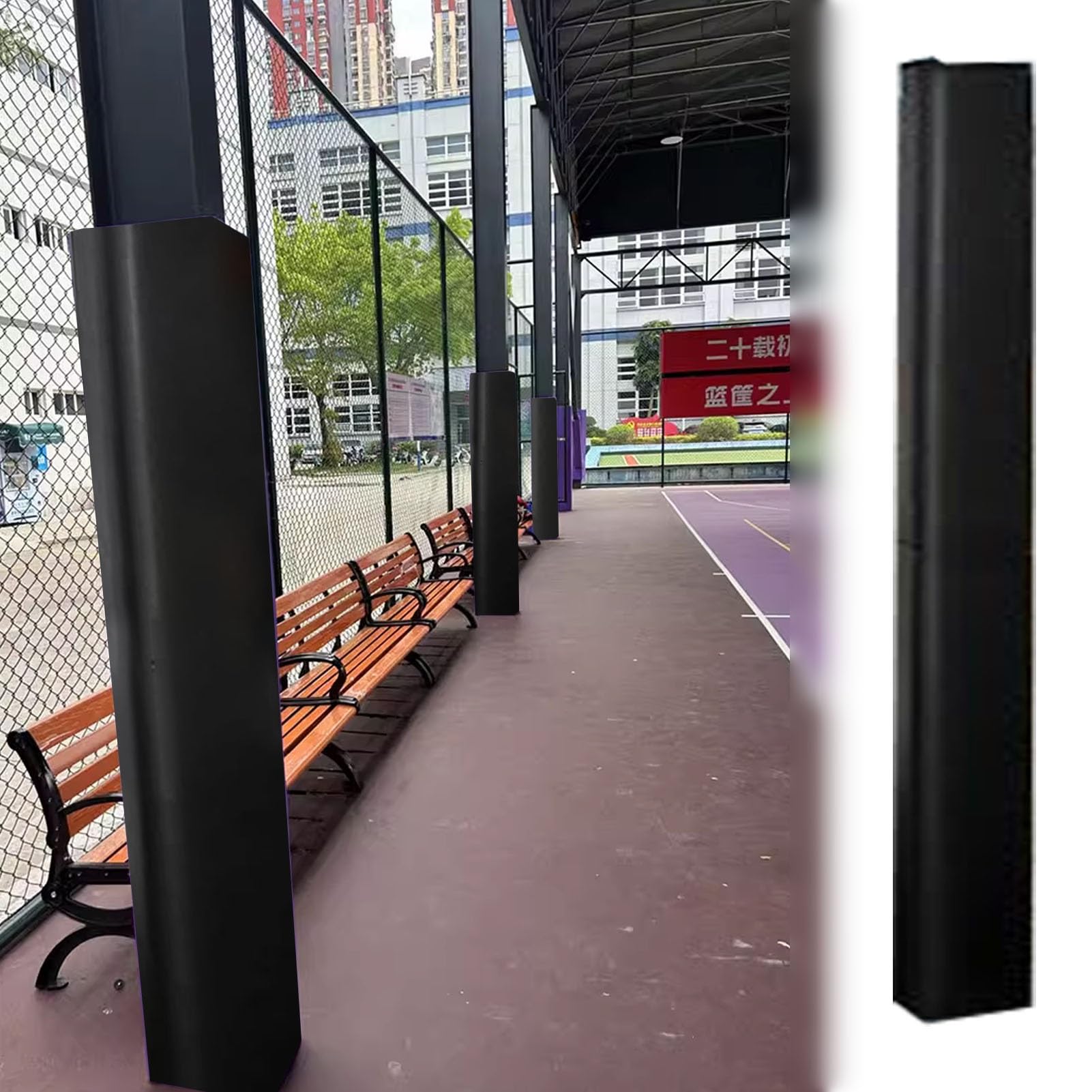 Acolchado de poste interior para bastones de voleibol de baloncesto, poste de garaje cuadrado envolvente para sótano, acolchado negro de 70 71 72 pulgadas de alto