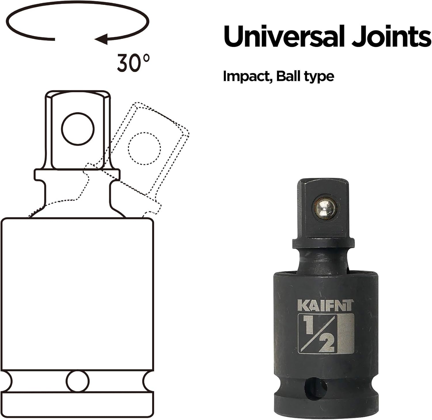 K353 Impact Universal Joint Socket Swivel Set with Socket Adapters, 4-Piece